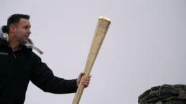 Torch being tested on top of Mount Snowdon in Wales