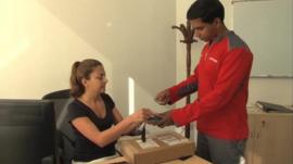 Signing for a parcel