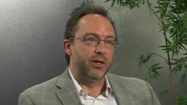 Wikipedia founder Jimmy Wales speaking to the BBC