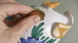 Money being put into a piggy bank