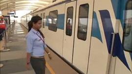 Priya Sachan approaches her train carriage