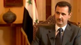 Syrian President Bashar al-Assad talking to the BBC's John Simpson in 2006