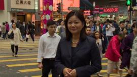 Linda Yueh in busy street