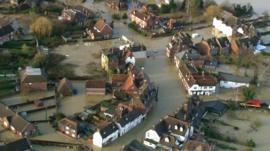 Aerial views of flooding in southern England