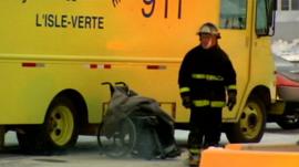Fireman at scene of deadly fire at home for the elderly in L'Isle-Verte, Quebec