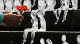 Ice figures and a flower