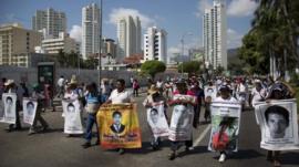 Parents and relatives of the missing students from Ayotzinapa’s teacher training college