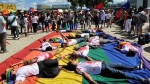 Manifestantes em Brasília