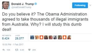 Trump aliandika kwenye Twitter