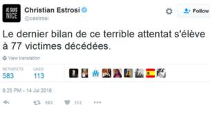 Tuit de Christian Estrosi