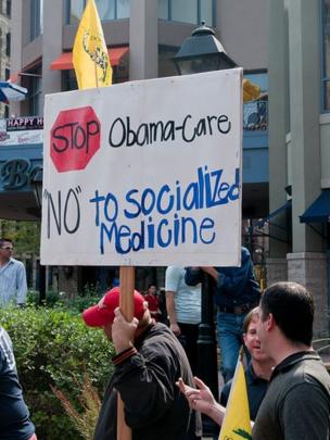 Manifestación en contra del Obamacare.