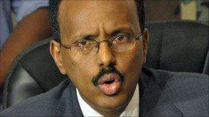 Image caption Mohamed Abdullahi Farmajo had initially refused to step down - _53510149_012252607-1