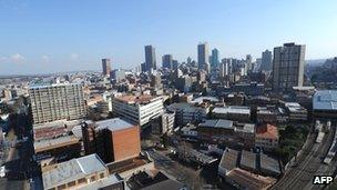 Skyline of central Johannesburg