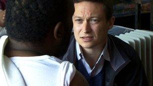 BBC&#39;s <b>Gabriel Gatehouse</b> talks to one of Misrata jail&#39;s inmates - _58154466_58154465