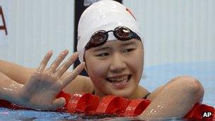 Chinese swimmer Ye Shiwen at the Olympic Park, London. 30 July 2012