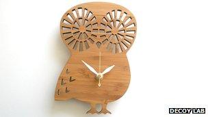 Bamboo owl clock