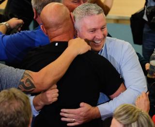 Leave campaigners celebrate as they win the vote in Sunderland