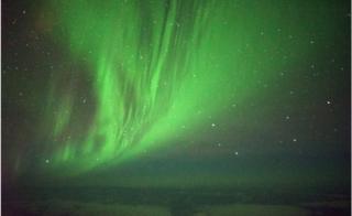 Green coloured aurora in photograph by Dr Ian Griffin taken on the night of Thursday 23 March 2017.