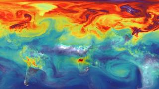 Map with the global levels of CO2