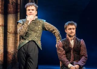 Joshua McGuire and Daniel Radcliffe in Rosencrantz and Guildenstern are Dead