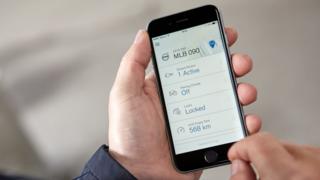 App showing Volvo carless key