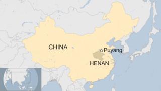 A map showing Puyang, Henan province, China