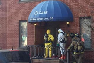 Hazardous materials teams entering CAIR HQ