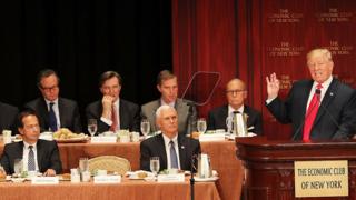 Republican presidential candidate Donald Trump speaks at a lunch hosted by the Economic Club of New York on September 15, 2016 in New York City.