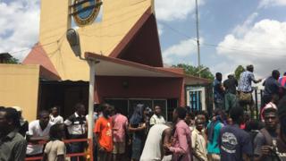 Students at the gates of Lagos