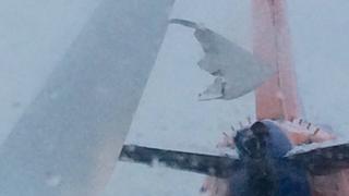 Image posted on Twitter of damage on tail and wing of aircrafts