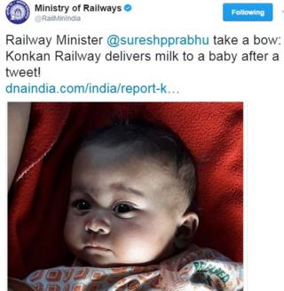 Railway Minister @sureshpprabhu take a bow: Konkan Railway delivers milk to a baby after a tweet!