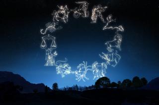 Zodiac symbols in the night sky