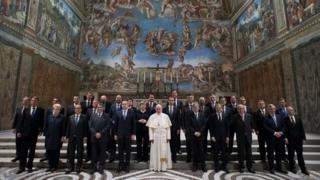 EU leaders with Pope Francis on the eve of the anniversary summit