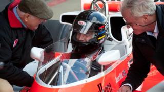 Murray Walker, Freddie Hunt and former McLaren team manager Alastair Caldwell