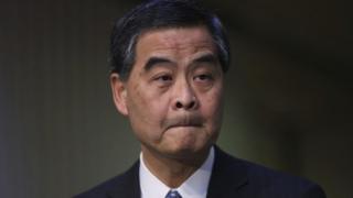 Hong Kong Chief Executive Leung Chun-ying speaks during a briefing in Hong Kong, Friday, Dec. 9, 2016.