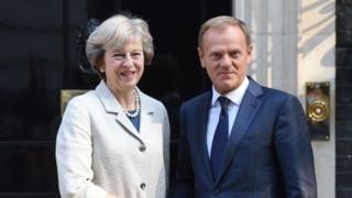 Theresa May and Donald Tusk