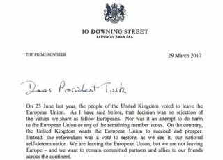 Theresa May's letter to Donald Tusk