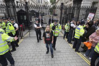 Protesters gather outside Downing Street to urge the Prime Minister to back the ban on hunting with dogs.