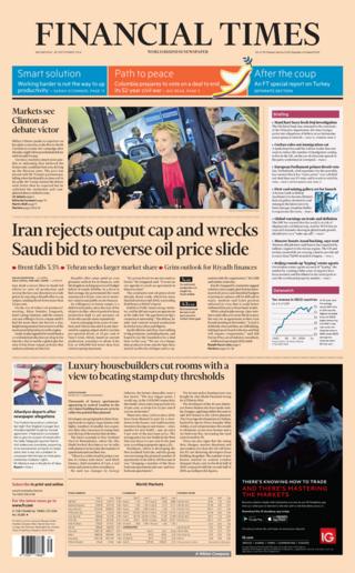 Financial Times front page (28/09/16)