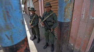 Venezuelan troops in Tumeremo, south-eastern Venezuela, 10 March 2016