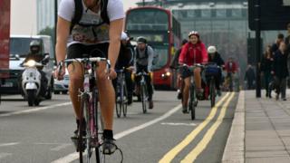 Cyclists on Waterloo bridge