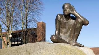 Untitled [Listening] by Anthony Gormley, 1983-4 - Maygrove Peace Park, London.