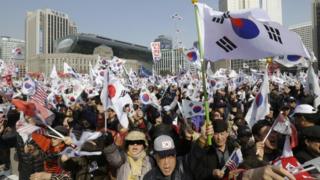 Supporters of the president turned out in force on Saturday