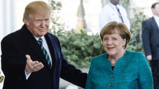 Angela Merkel and Donald Trump at the White House