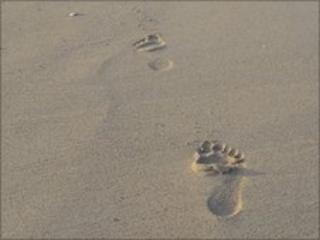 A footprint in the sand