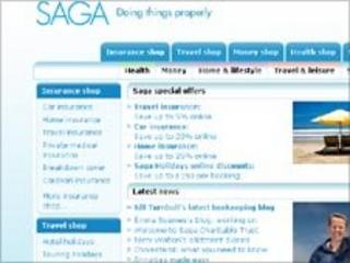 Screen grab of Saga website