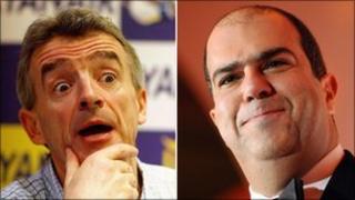 Michael O'Leary (L) and Sir Stelios Haji-Ioannou