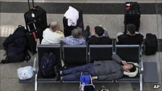 Stranded tourists at Cairo's international airport