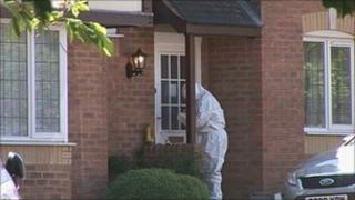 The crime scene in Pioneer Close, Wootton, Northampton