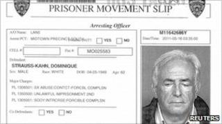 NYPD prisoner movement slip for IMF chief Dominique Strauss-Kahn